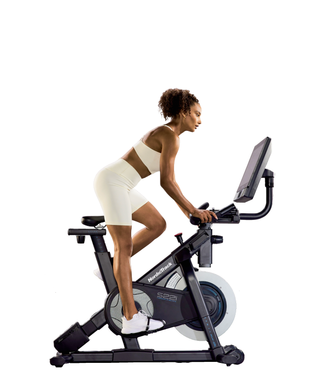 S27i exercise bike with an iFit program running